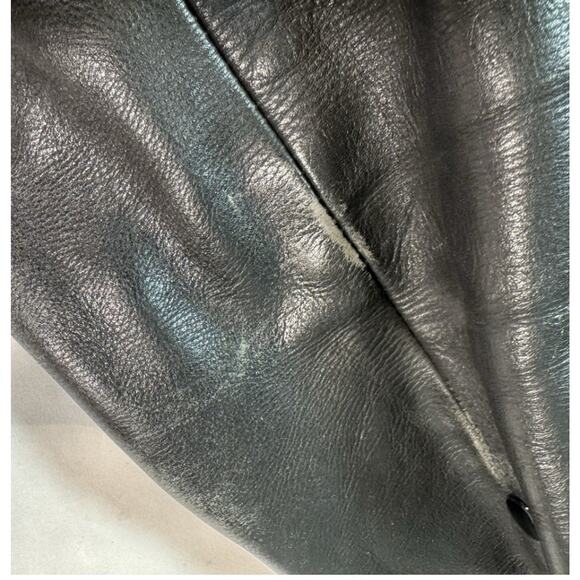 Vent Tech Black Vented Leather Motorcycle Jacket Green Flames Sz M - Picture 7 of 10